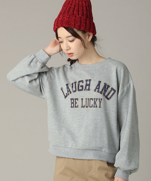 Honeys（ハニーズ）の「ロゴスウェットトレーナー（スウェット・レディース・ブラック/レッド/ピンク/サックスブルー/アイボリー/杢グレー・S/L/M）」の3枚目の写真