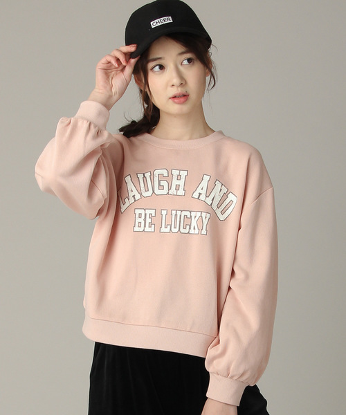 Honeys（ハニーズ）の「ロゴスウェットトレーナー（スウェット・レディース・ブラック/レッド/ピンク/サックスブルー/アイボリー/杢グレー・S/L/M）」の5枚目の写真