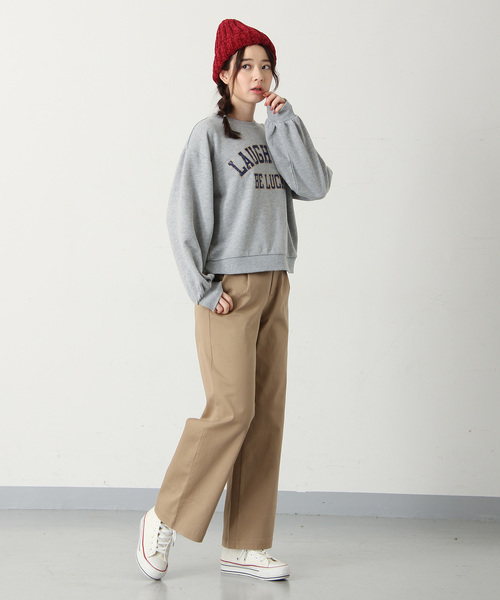 Honeys（ハニーズ）の「ロゴスウェットトレーナー（スウェット・レディース・ブラック/レッド/ピンク/サックスブルー/アイボリー/杢グレー・S/L/M）」の12枚目の写真