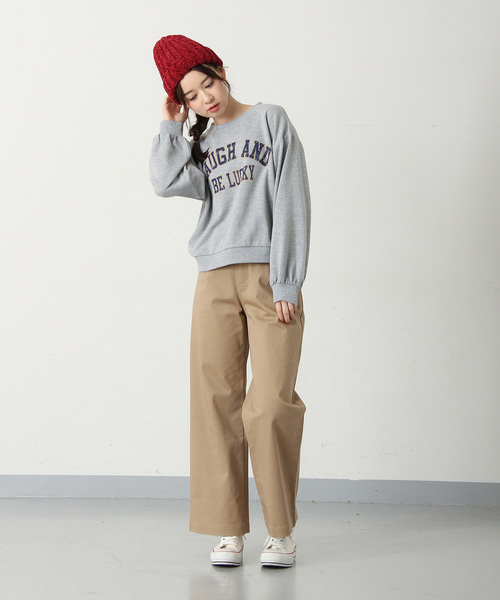 Honeys（ハニーズ）の「ロゴスウェットトレーナー（スウェット・レディース・ブラック/レッド/ピンク/サックスブルー/アイボリー/杢グレー・S/L/M）」の13枚目の写真