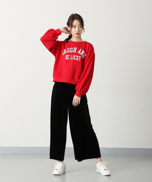 Honeys（ハニーズ）の「ロゴスウェットトレーナー（スウェット・レディース・ブラック/レッド/ピンク/サックスブルー/アイボリー/杢グレー・S/L/M）」の14枚目の写真