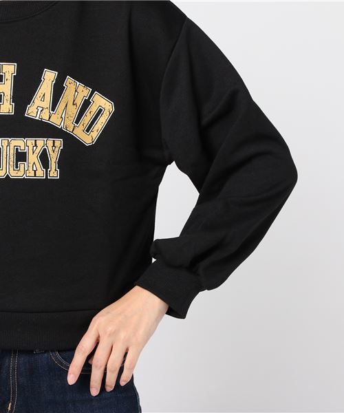 Honeys（ハニーズ）の「ロゴスウェットトレーナー（スウェット・レディース・ブラック/レッド/ピンク/サックスブルー/アイボリー/杢グレー・S/L/M）」の10枚目の写真