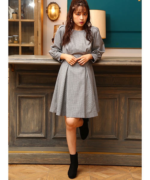 セール】フレアチェックワンピース（ワンピース）｜one after another