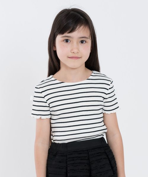SHIPS（シップス）の「SHIPS KIDS:リブ フリル TEE(100～130cm)（Tシャツ/カットソー・キッズ・ネイビー/オフホワイト/グリーン・100/110/120/130）」の2枚目の写真