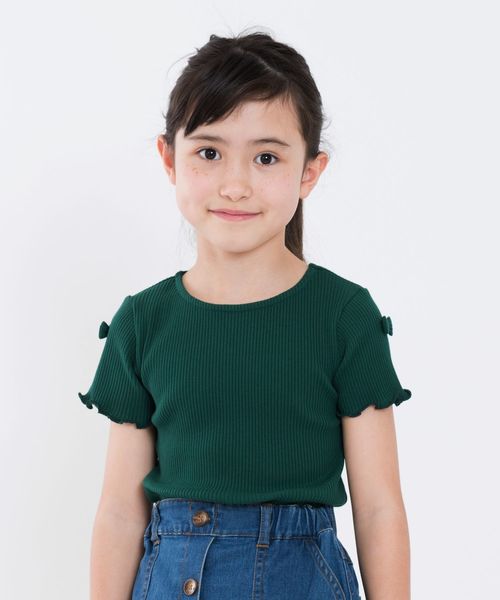 SHIPS（シップス）の「SHIPS KIDS:リブ フリル TEE(100～130cm)（Tシャツ/カットソー・キッズ・ネイビー/オフホワイト/グリーン・100/110/120/130）」の3枚目の写真