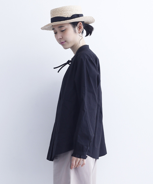 MERLOT（メルロー）の「襟リボンミニボタンブラウス6512（シャツ/ブラウス・レディース・ホワイト/ブルー/ブラック・FREE）」の7枚目の写真