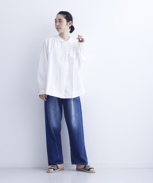 MERLOT（メルロー）の「襟リボンミニボタンブラウス6512（シャツ/ブラウス・レディース・ホワイト/ブルー/ブラック・FREE）」の8枚目の写真