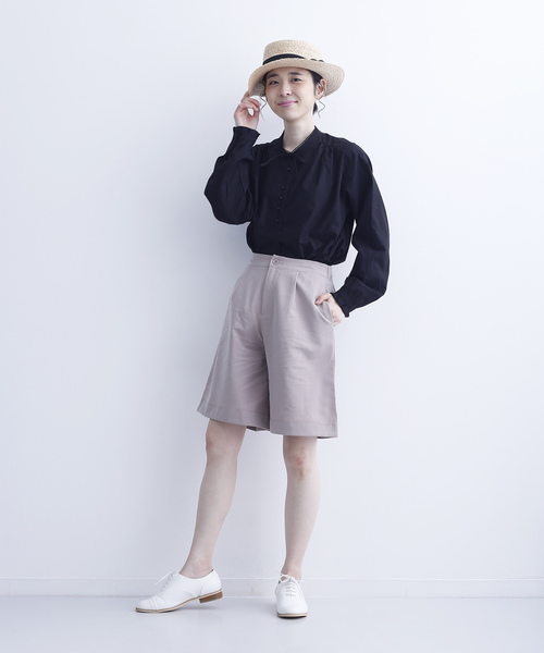 MERLOT（メルロー）の「襟リボンミニボタンブラウス6512（シャツ/ブラウス・レディース・ホワイト/ブルー/ブラック・FREE）」の5枚目の写真