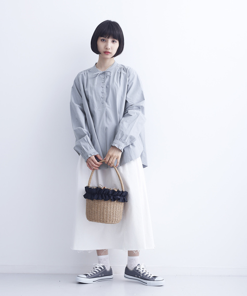 MERLOT（メルロー）の「襟リボンミニボタンブラウス6512（シャツ/ブラウス・レディース・ホワイト/ブルー/ブラック・FREE）」の13枚目の写真