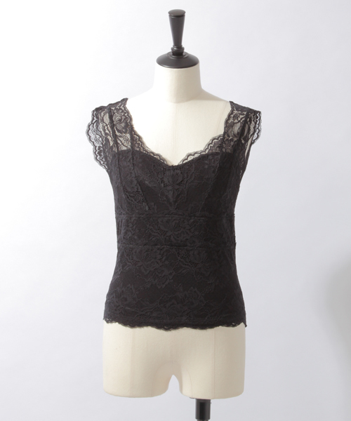 laboratory work(ラボラトリーワーク)の「カップ付きオフショルレースインナー(キャミソール・レディース・ホワイト/サックスブルー/ブラック・MEDIUM)」の20枚目の写真