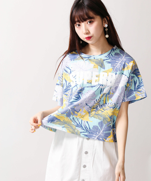 WEGO（ウィゴー）の「WEGO/ボタニカルロゴプリントTシャツ（Tシャツ/カットソー・レディース・ホワイト/ピンク/イエロー/サックスブルー・FREE）」の2枚目の写真