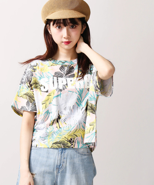 WEGO（ウィゴー）の「WEGO/ボタニカルロゴプリントTシャツ（Tシャツ/カットソー・レディース・ホワイト/ピンク/イエロー/サックスブルー・FREE）」の4枚目の写真