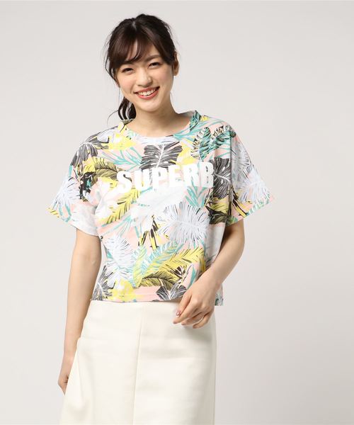 WEGO（ウィゴー）の「WEGO/ボタニカルロゴプリントTシャツ（Tシャツ/カットソー・レディース・ホワイト/ピンク/イエロー/サックスブルー・FREE）」の7枚目の写真