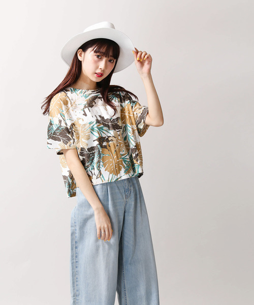 WEGO（ウィゴー）の「WEGO/ボタニカルロゴプリントTシャツ（Tシャツ/カットソー・レディース・ホワイト/ピンク/イエロー/サックスブルー・FREE）」の15枚目の写真