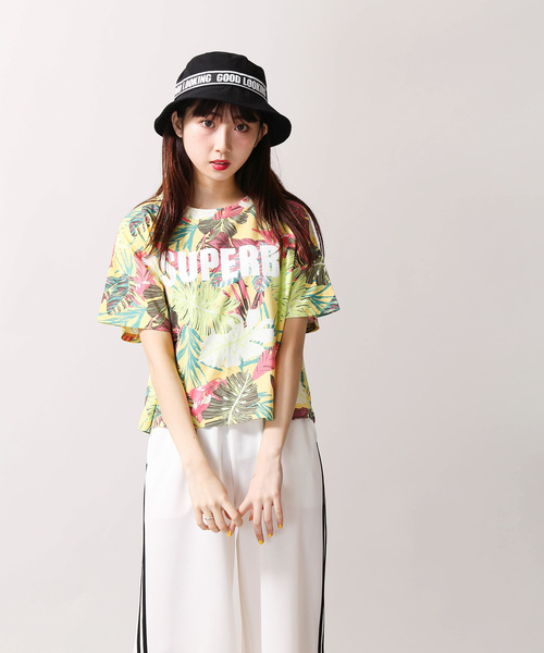WEGO（ウィゴー）の「WEGO/ボタニカルロゴプリントTシャツ（Tシャツ/カットソー・レディース・ホワイト/ピンク/イエロー/サックスブルー・FREE）」の12枚目の写真