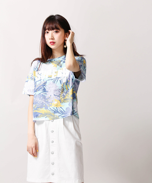 WEGO（ウィゴー）の「WEGO/ボタニカルロゴプリントTシャツ（Tシャツ/カットソー・レディース・ホワイト/ピンク/イエロー/サックスブルー・FREE）」の17枚目の写真