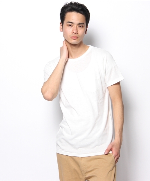 WEGO（ウィゴー）の「WEGO/クルーネックポケットTee（S）（Tシャツ/カットソー・メンズ・ホワイト/ブラック/杢グレー/オートミール/ネイビー・SMALL/MEDIUM/LARGE）」の2枚目の写真