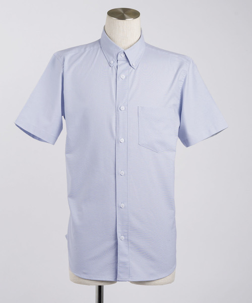 MONO-MART(モノマート)の「ボタンダウン ハイストレッチ オックスフォード シャツ(1/2 sleeve)(シャツ/ブラウス・メンズ・ブラック/ベージュ/ネイビー/グレー/オフホワイト/サックスブルー/オリーブドラブ/ブルー・M/L/XL)」の10枚目の写真