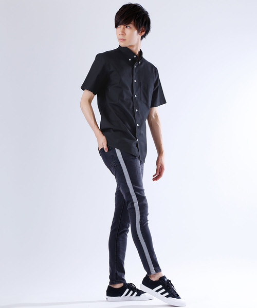 MONO-MART(モノマート)の「ボタンダウン ハイストレッチ オックスフォード シャツ(1/2 sleeve)(シャツ/ブラウス・メンズ・ブラック/ベージュ/ネイビー/グレー/オフホワイト/サックスブルー/オリーブドラブ/ブルー・M/L/XL)」の13枚目の写真