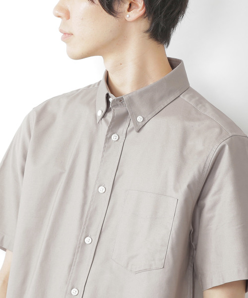 MONO-MART(モノマート)の「ボタンダウン ハイストレッチ オックスフォード シャツ(1/2 sleeve)(シャツ/ブラウス・メンズ・ブラック/ベージュ/ネイビー/グレー/オフホワイト/サックスブルー/オリーブドラブ/ブルー・M/L/XL)」の19枚目の写真