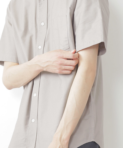 MONO-MART(モノマート)の「ボタンダウン ハイストレッチ オックスフォード シャツ(1/2 sleeve)(シャツ/ブラウス・メンズ・ブラック/ベージュ/ネイビー/グレー/オフホワイト/サックスブルー/オリーブドラブ/ブルー・M/L/XL)」の20枚目の写真