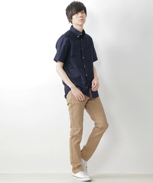 MONO-MART(モノマート)の「ボタンダウン ハイストレッチ オックスフォード シャツ(1/2 sleeve)(シャツ/ブラウス・メンズ・ブラック/ベージュ/ネイビー/グレー/オフホワイト/サックスブルー/オリーブドラブ/ブルー・M/L/XL)」の17枚目の写真