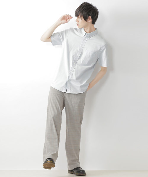 MONO-MART(モノマート)の「ボタンダウン ハイストレッチ オックスフォード シャツ(1/2 sleeve)(シャツ/ブラウス・メンズ・ブラック/ベージュ/ネイビー/グレー/オフホワイト/サックスブルー/オリーブドラブ/ブルー・M/L/XL)」の18枚目の写真