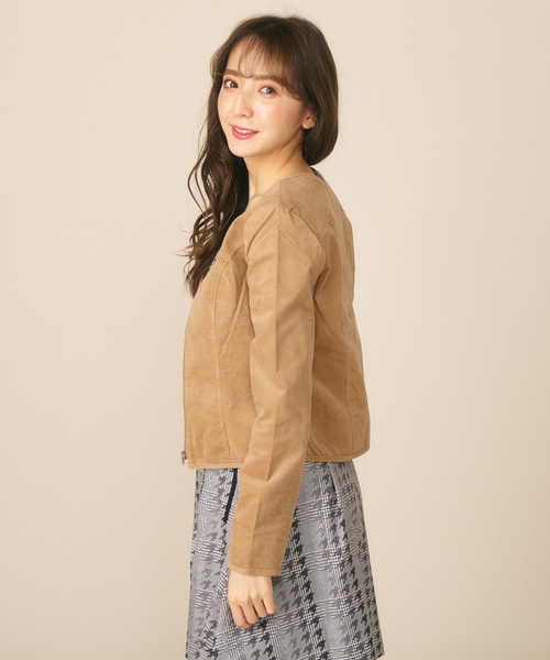 MIIA（ミーア）の「ハートカラージャケット（ノーカラージャケット・レディース・ブラック/ベージュ/ピンク/ボルドー・M/L）」の16枚目の写真