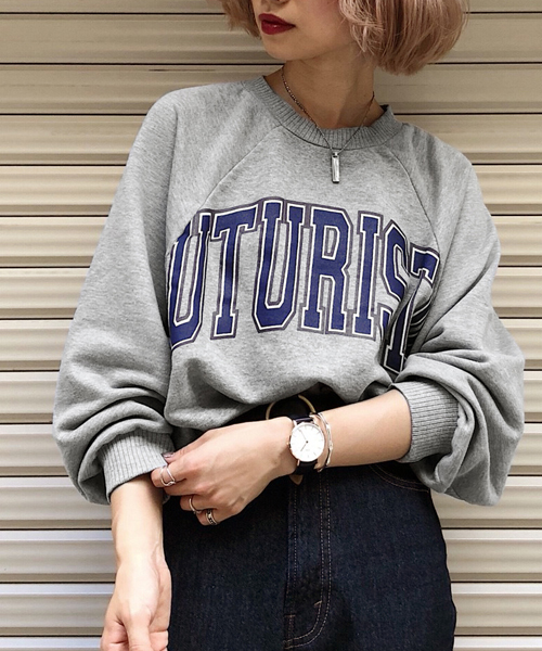 PAGEBOY（ページボーイ）の「配色ロゴスウェット（スウェット・レディース・グレー/オフホワイト/グリーン・FREE）」の2枚目の写真