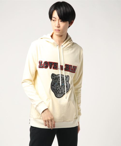 GalaabenD(ガラアーベント)の「ライト裏毛 パーカー(パーカー・メンズ・ブラック/オフホワイト・MEDIUM)」の3枚目の写真