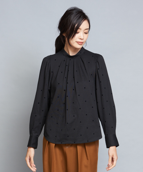 qualite（カリテ）の「ドットフロッキードルマンカットソー（Tシャツ/カットソー・レディース・ブラック/ベージュ・フリー）」の3枚目の写真