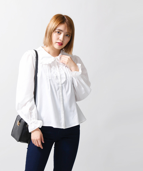 WEGO（ウィゴー）の「WEGO/レースフリル襟ブラウス（シャツ/ブラウス・レディース・ホワイト/ブラック・FREE）」の7枚目の写真