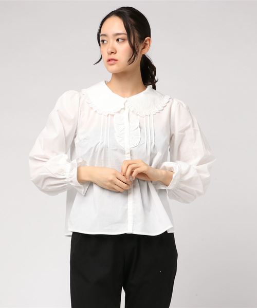 WEGO（ウィゴー）の「WEGO/レースフリル襟ブラウス（シャツ/ブラウス・レディース・ホワイト/ブラック・FREE）」の10枚目の写真