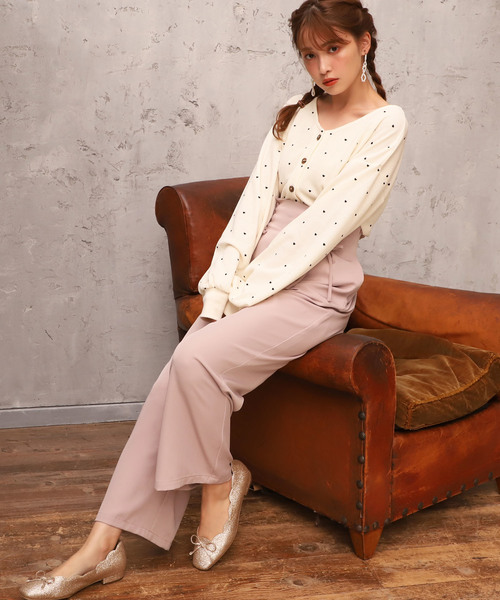 one after another NICE CLAUP（ワンアフターアナザーナイスクラップ）の「ハートワッフルカーディガン（カーディガン/ボレロ・レディース・ブラック/アイボリー/モカ・FREE）」の4枚目の写真