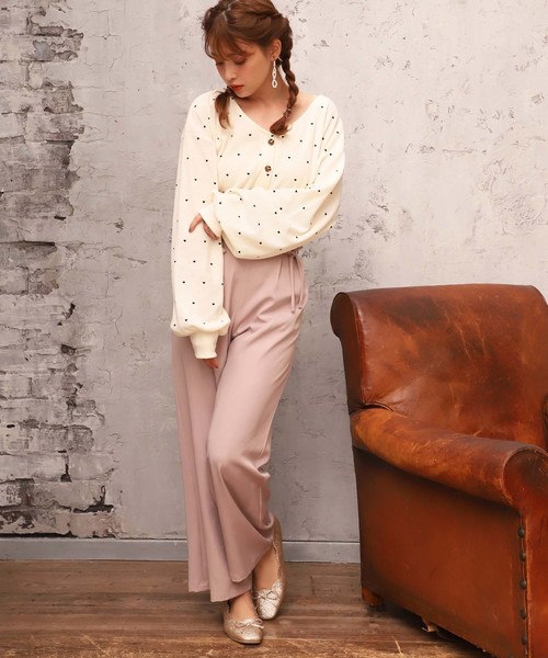 one after another NICE CLAUP（ワンアフターアナザーナイスクラップ）の「ハートワッフルカーディガン（カーディガン/ボレロ・レディース・ブラック/アイボリー/モカ・FREE）」の6枚目の写真