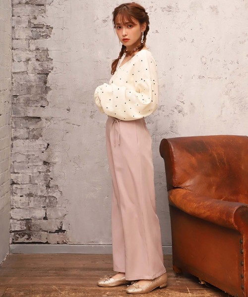 one after another NICE CLAUP（ワンアフターアナザーナイスクラップ）の「ハートワッフルカーディガン（カーディガン/ボレロ・レディース・ブラック/アイボリー/モカ・FREE）」の8枚目の写真