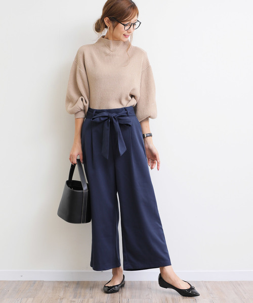 andme(アンドミー)の「ボリューム袖リブニットセータートップス(ニット/セーター・レディース・ブラック/グリーン/グレー/オフホワイト/ベージュ/ネイビー・M)」の7枚目の写真