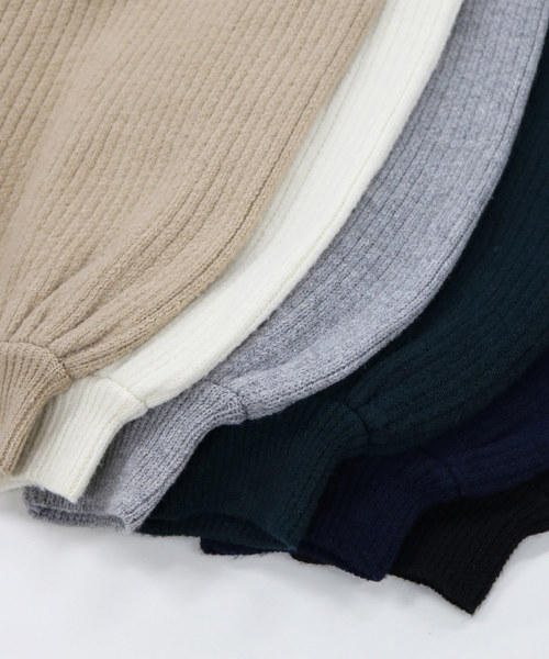 andme(アンドミー)の「ボリューム袖リブニットセータートップス(ニット/セーター・レディース・ブラック/グリーン/グレー/オフホワイト/ベージュ/ネイビー・M)」の15枚目の写真