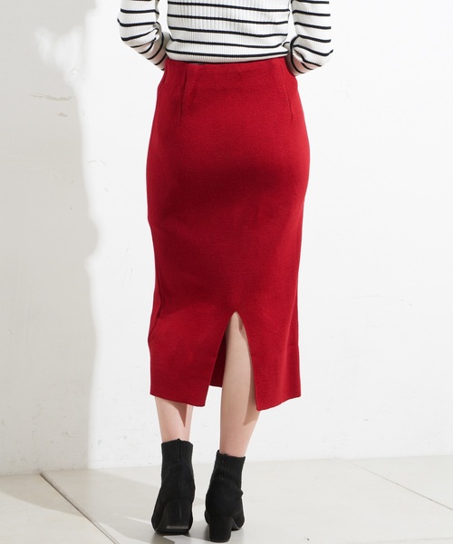 natural couture(ナチュラルクチュール)の「ニットきれいめナロースカート(スカート・レディース・ブラック/レッド/ライトベージュ・FREE)」の10枚目の写真