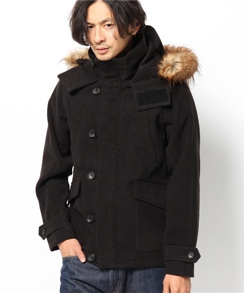 WEGO（ウィゴー）の「WEGO/ファー付きメルトンN-3B（ミリタリージャケット・メンズ・ブラック/カーキ・MEDIUM/LARGE）」の9枚目の写真