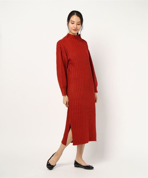 STYLEBLOCK（スタイルブロック）の「リブプチハイネックサイドスリットニットワンピース（ワンピース・レディース・ブルー/ブラック/ベージュ/ブラウン/オフホワイト/カーキ/オレンジ/マスタード/杢グレー/ベージュ系その他・FREE）」の13枚目の写真