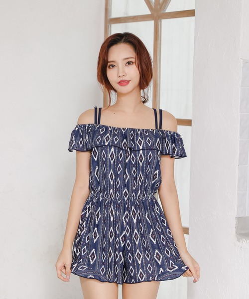 オフショルサロペット付きフリルデザインビキニ 水着3点セット 水着 Koisama コイサマ のファッション通販 Zozotown