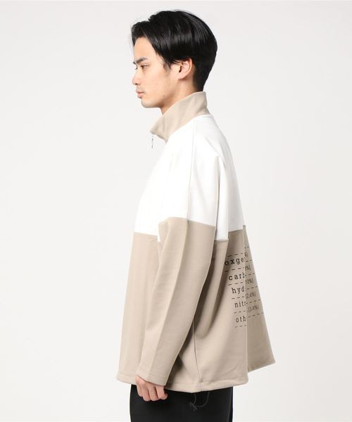 WEGO（ウィゴー）の「WEGO/ビッグシルエットハーフジップバイカラードルマンポンチプルオーバー（スウェット・メンズ・ホワイト/ベージュ・MEDIUM/LARGE）」の5枚目の写真