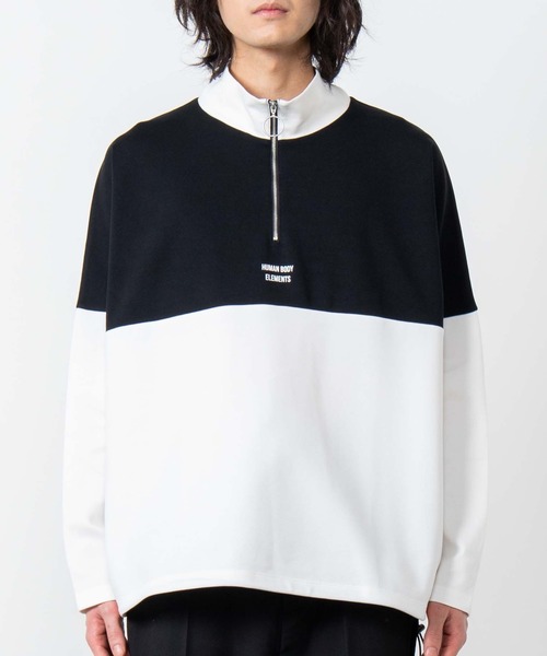 WEGO（ウィゴー）の「WEGO/ビッグシルエットハーフジップバイカラードルマンポンチプルオーバー（スウェット・メンズ・ホワイト/ベージュ・MEDIUM/LARGE）」の15枚目の写真