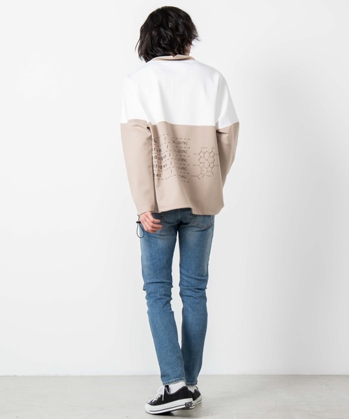 WEGO（ウィゴー）の「WEGO/ビッグシルエットハーフジップバイカラードルマンポンチプルオーバー（スウェット・メンズ・ホワイト/ベージュ・MEDIUM/LARGE）」の14枚目の写真