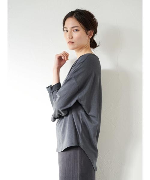 AMERICAN HOLIC（アメリカンホリック）の「袖折り返しゆるカットプルオーバー（Tシャツ/カットソー・レディース・チャコールグレー/ライトグレー/ネイビー/オフホワイト/モカ/ピンクベージュ/その他7・M/L）」の19枚目の写真