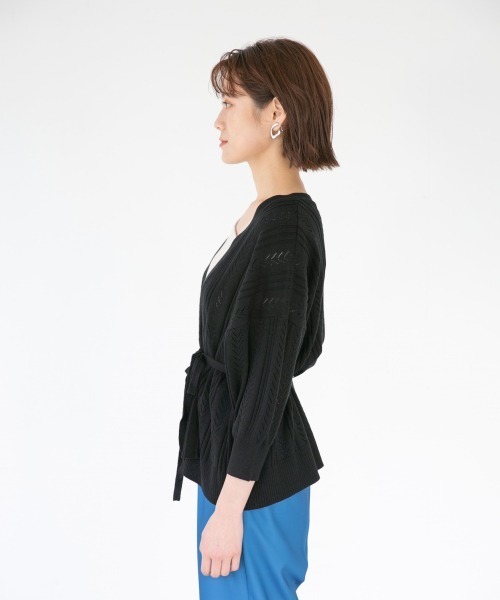 LOWRYS FARM(ローリーズファーム)の「スカシカシュクールカーディガン 879002(カーディガン/ボレロ・レディース・ブラック/ベージュ/ブラウン/アイボリー・FREE)」の8枚目の写真