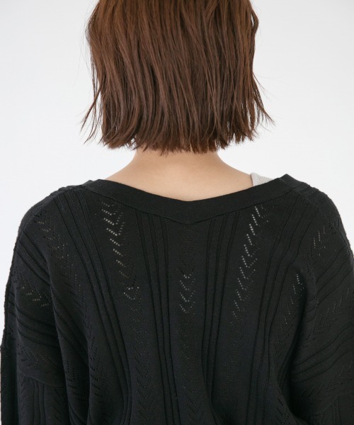 LOWRYS FARM(ローリーズファーム)の「スカシカシュクールカーディガン 879002(カーディガン/ボレロ・レディース・ブラック/ベージュ/ブラウン/アイボリー・FREE)」の10枚目の写真