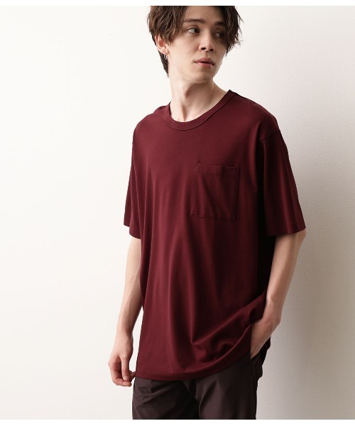 JUNRED（ジュンレッド）の「【快適なTシャツ】バックメッシュポンチクルーカットソー（Tシャツ/カットソー・メンズ・ブラウン/ワイン/ホワイト・S/M/L）」の6枚目の写真