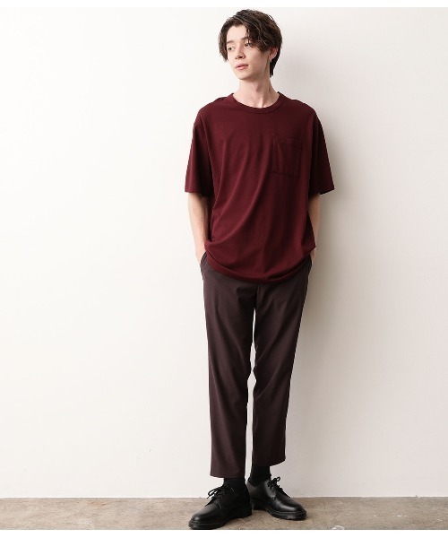 JUNRED（ジュンレッド）の「【快適なTシャツ】バックメッシュポンチクルーカットソー（Tシャツ/カットソー・メンズ・ブラウン/ワイン/ホワイト・S/M/L）」の12枚目の写真